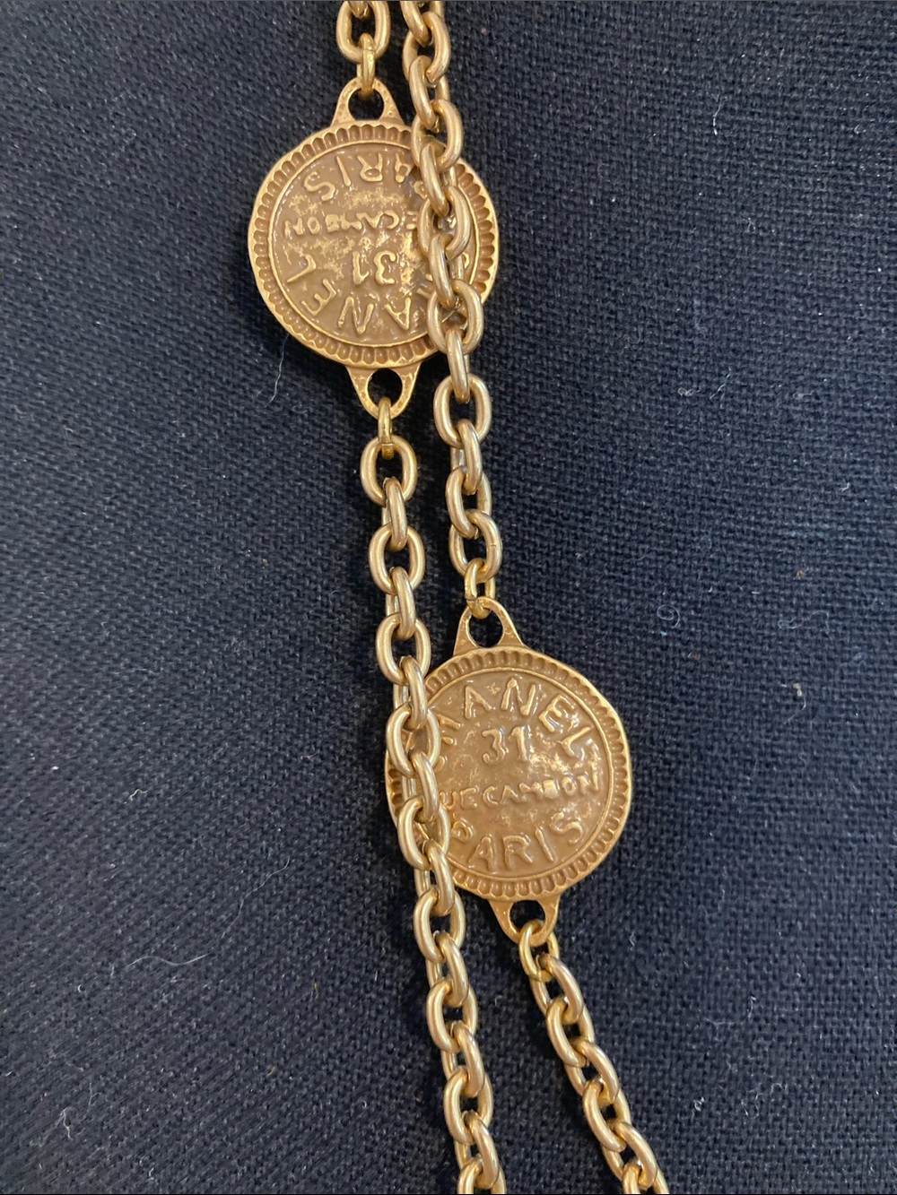CHANEL Gold-Tone Double Strand Coin Medallion Necklace - Picture 3 of 5